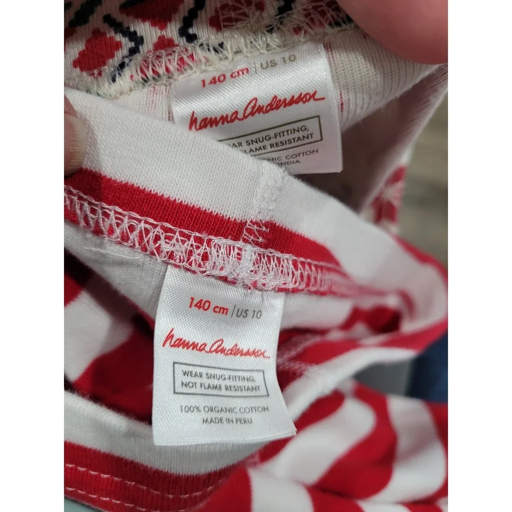 Hanna Andersson Kids 10 Pajama Pants Red Stripe Fair Isle Reindeer Christmas #10